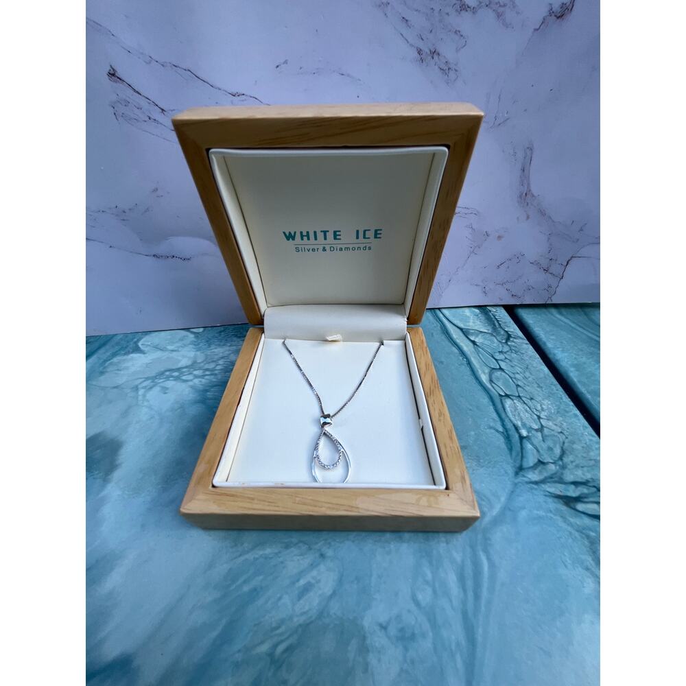 White Ice  Designer Sterling Silver & Diamonds Pendant Necklace New in Box